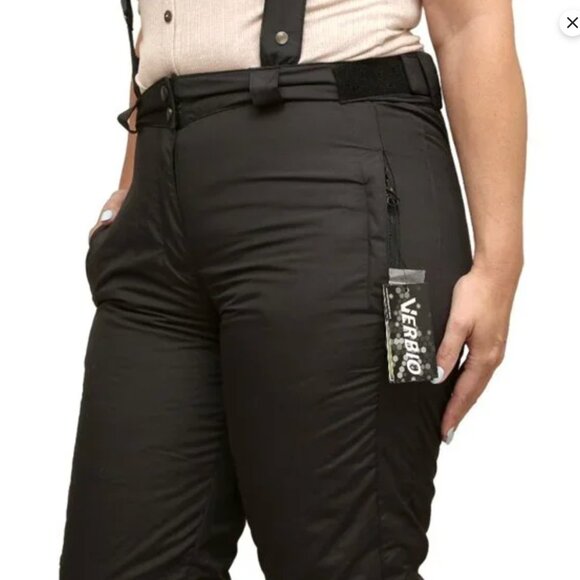 VERBIO Black Snow Ski Pants Winter Insulated Snowboard Suspenders Bib Outdoors - Picture 3 of 14